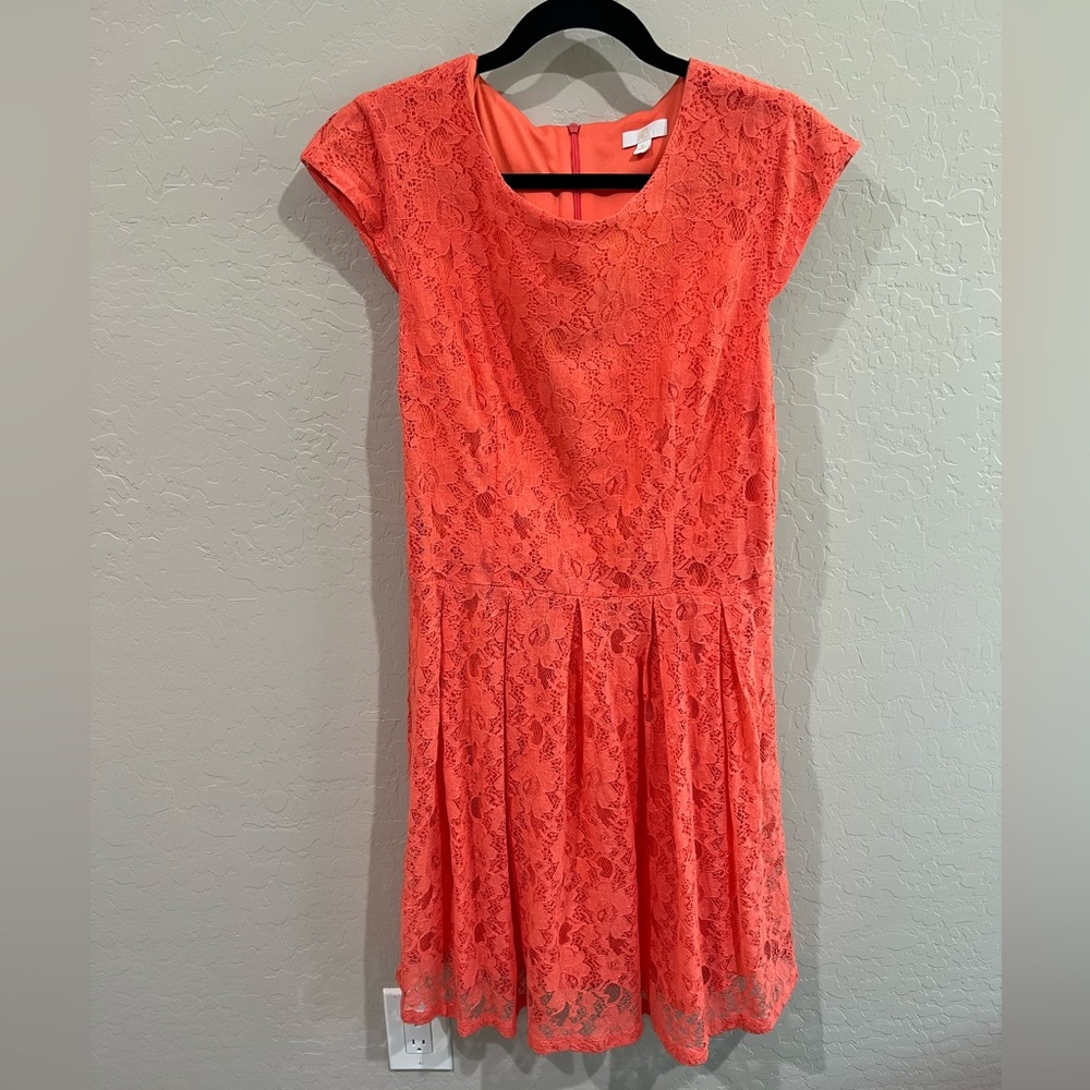 Charming Charlie Dress, Women’s Size L, Orange lace dress with cap sleeves